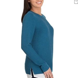 Teal Hilary Radley sweater with chiffon detail